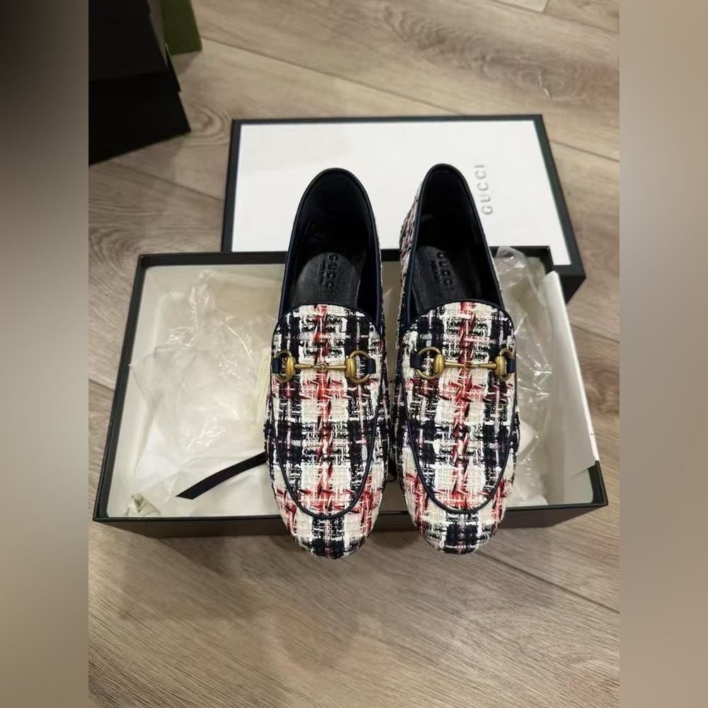 Authentic Gucci Horsebit Accent Tweed Loafer Size 36 New in Box
